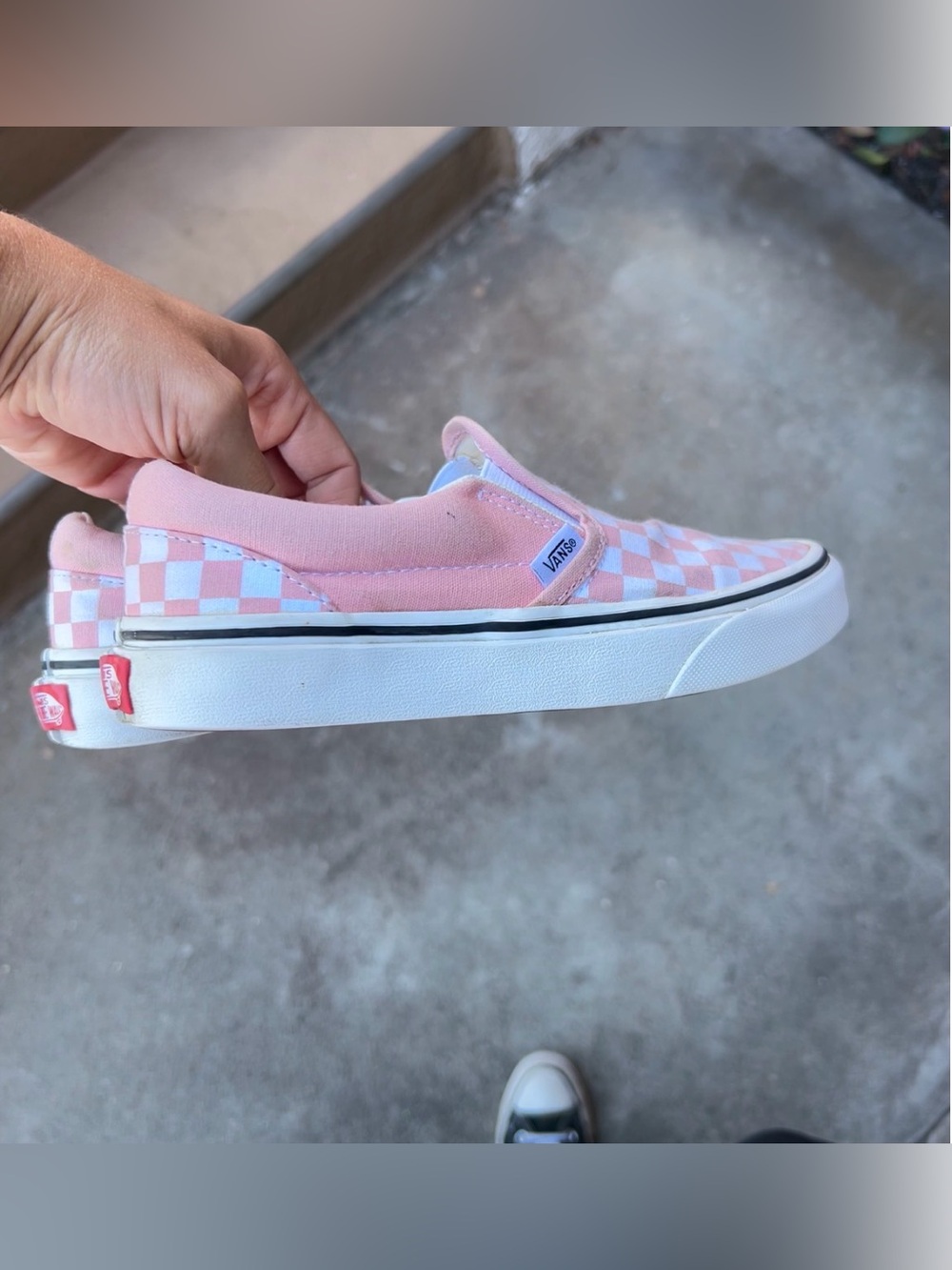 Vans Checkered Slip On Kids Shoes Pink Size 3